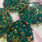 Green with gold flakes and rose petals Small Irregular Round Coasters - Set of 4