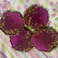 Purple, pinkish ombre, with gold flakes Small Irregular Round Coasters - Set of 4