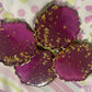 Purple, pinkish ombre, with gold flakes Small Irregular Round Coasters - Set of 4