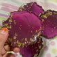 Purple, pinkish ombre, with gold flakes Small Irregular Round Coasters - Set of 4