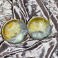 Purple, white and gold Round Resin Coasters - Set of 2