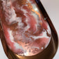 Pink, white and rose gold, Oval Rose-Gold Metal Resin Trinket Tray