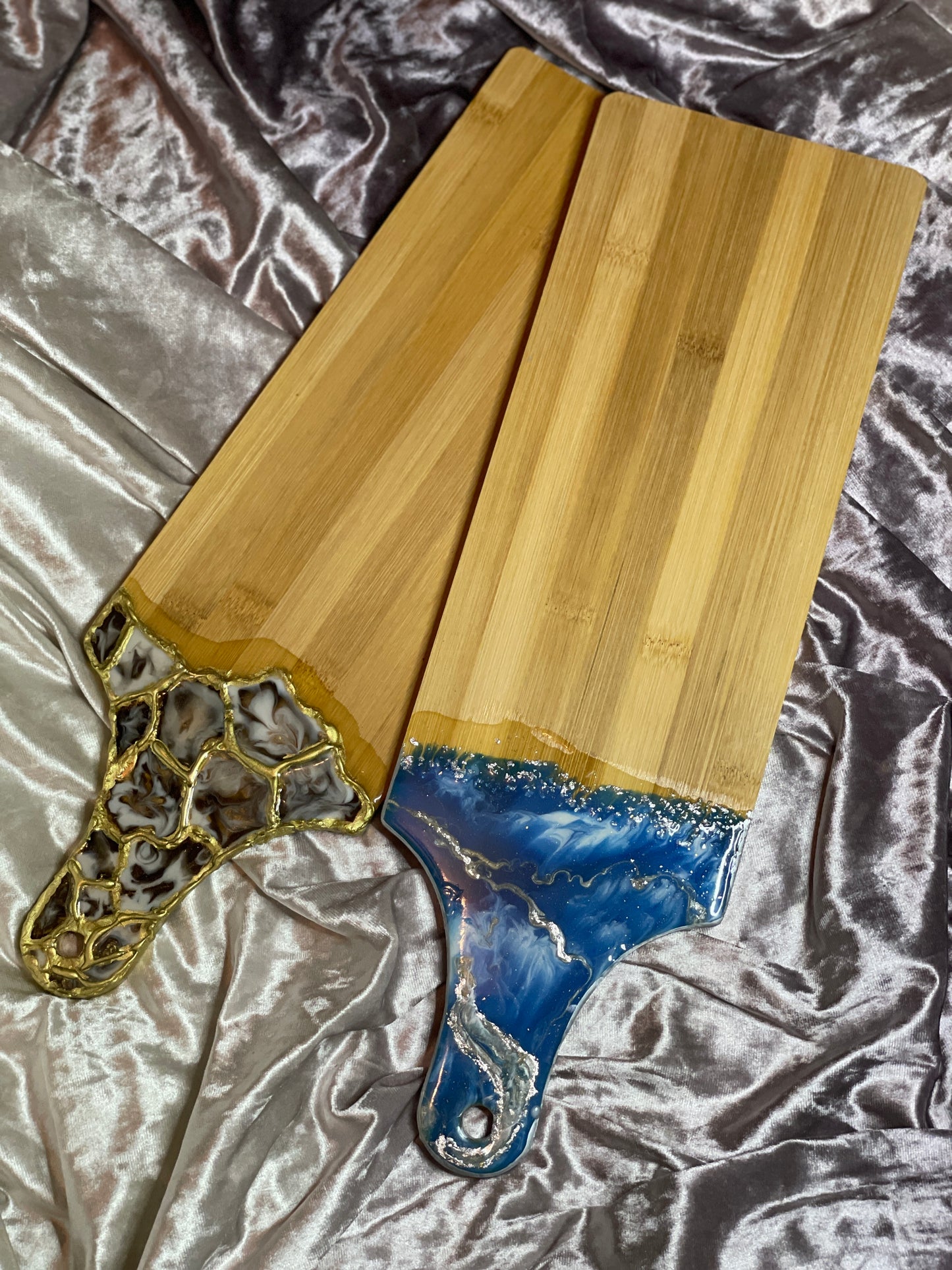 Bamboo Charcuterie Board and Resin Coaster Set - Custom