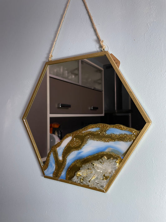 Hexagonal Wall Hanging Resin Mirror - Custom Wall Art