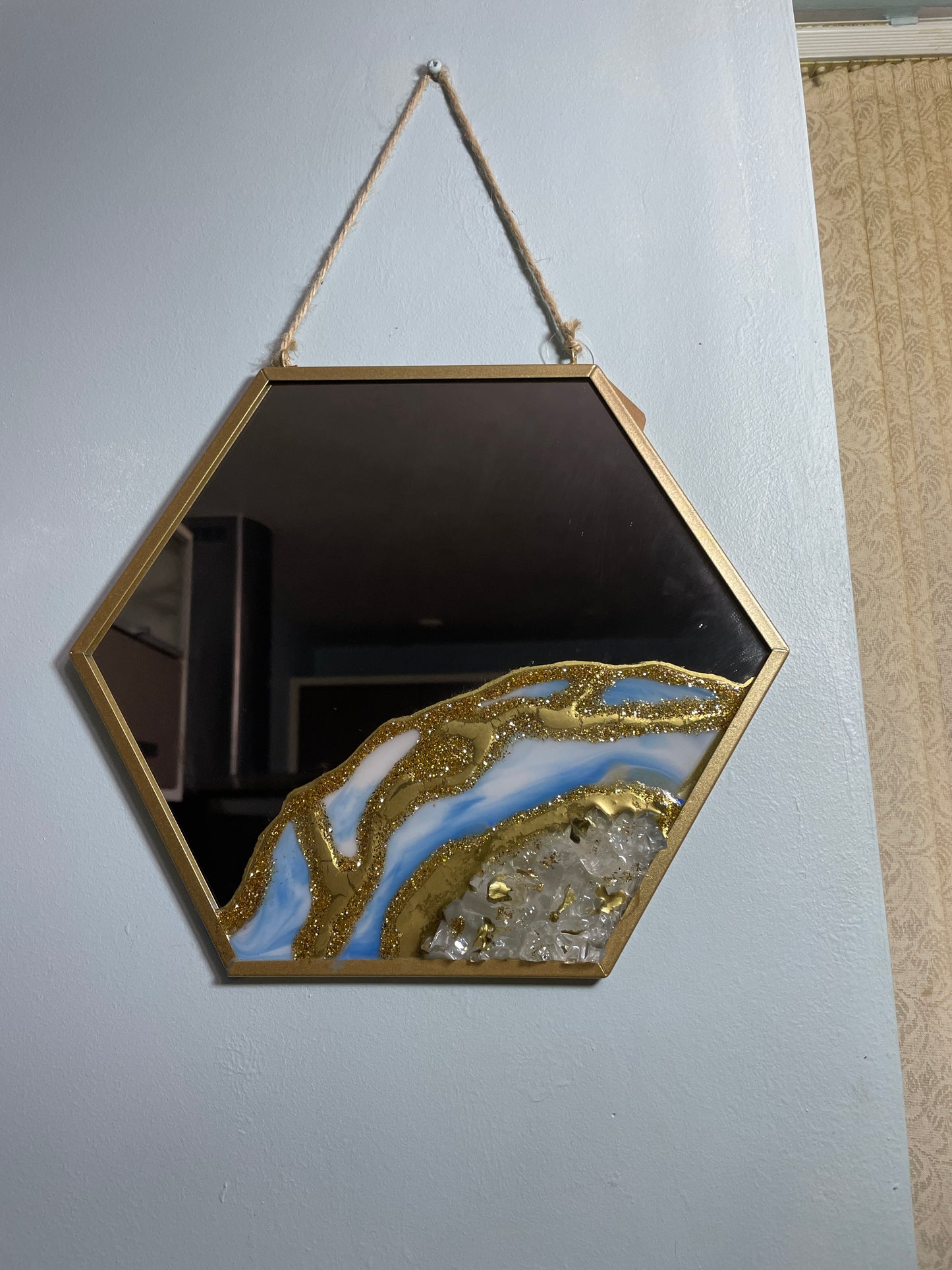 Hexagonal Wall Hanging Resin Mirror - Custom Wall Art