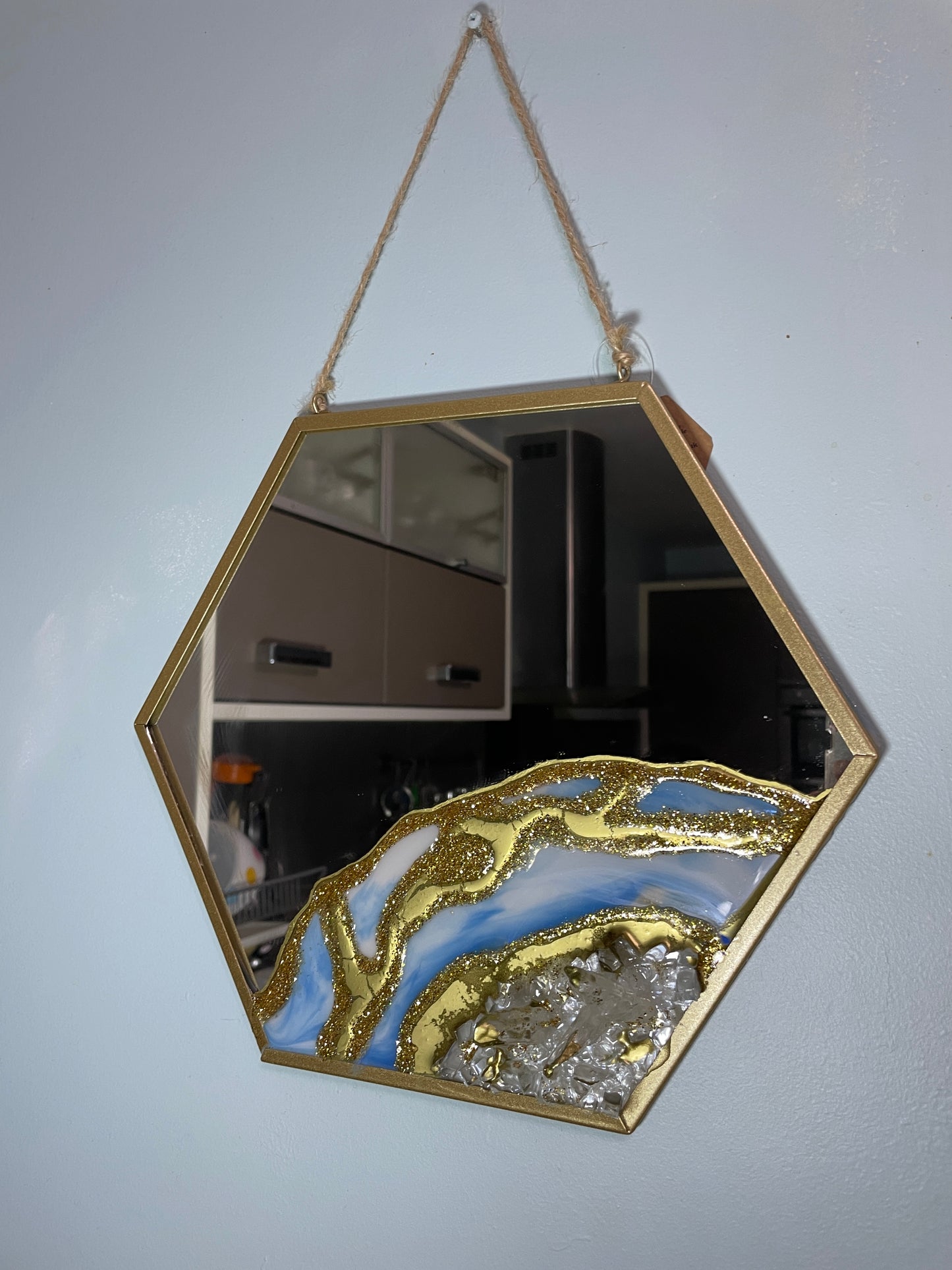 Hexagonal Wall Hanging Resin Mirror - Custom Wall Art