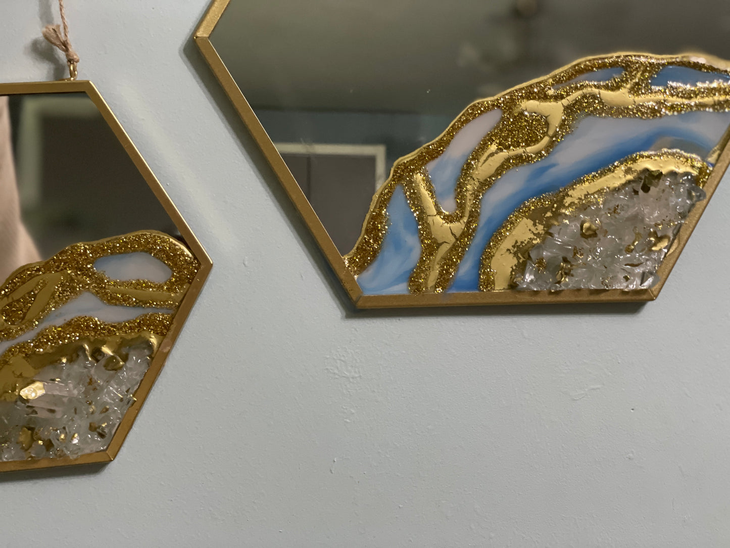 Hexagonal Wall Hanging Resin Mirror - Custom Wall Art