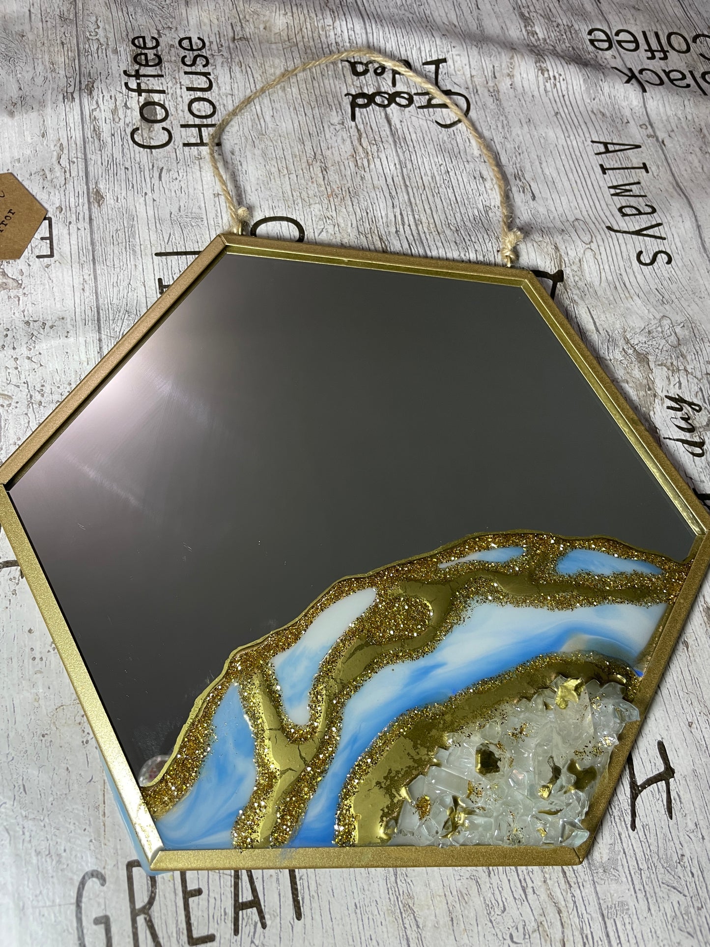 Hexagonal Wall Hanging Resin Mirror - Custom Wall Art