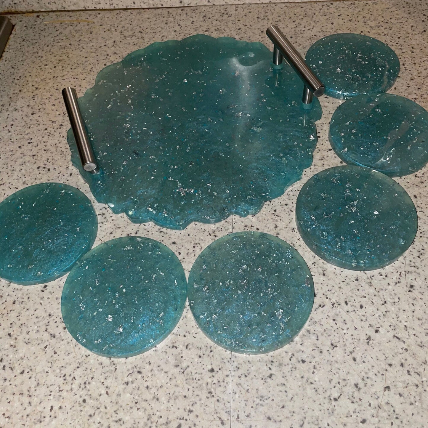 Round Resin Tray + Coasters - Custom - EpoxyCore - [shop_type] 
