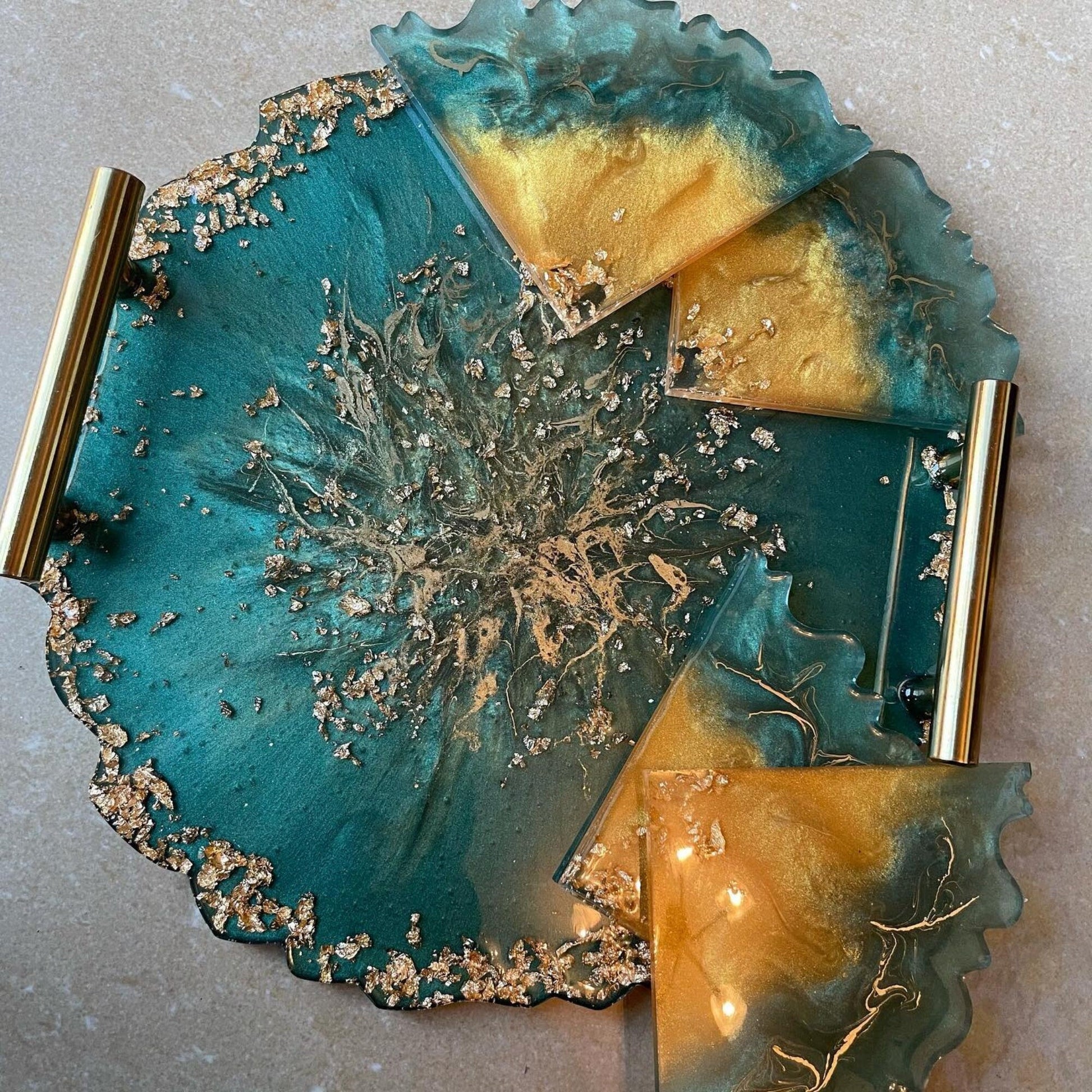 Round Resin Tray + Coasters - Custom - EpoxyCore - [shop_type] 