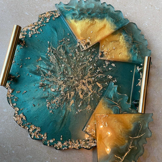Round Resin Tray + Coasters - Custom - EpoxyCore - [shop_type] 