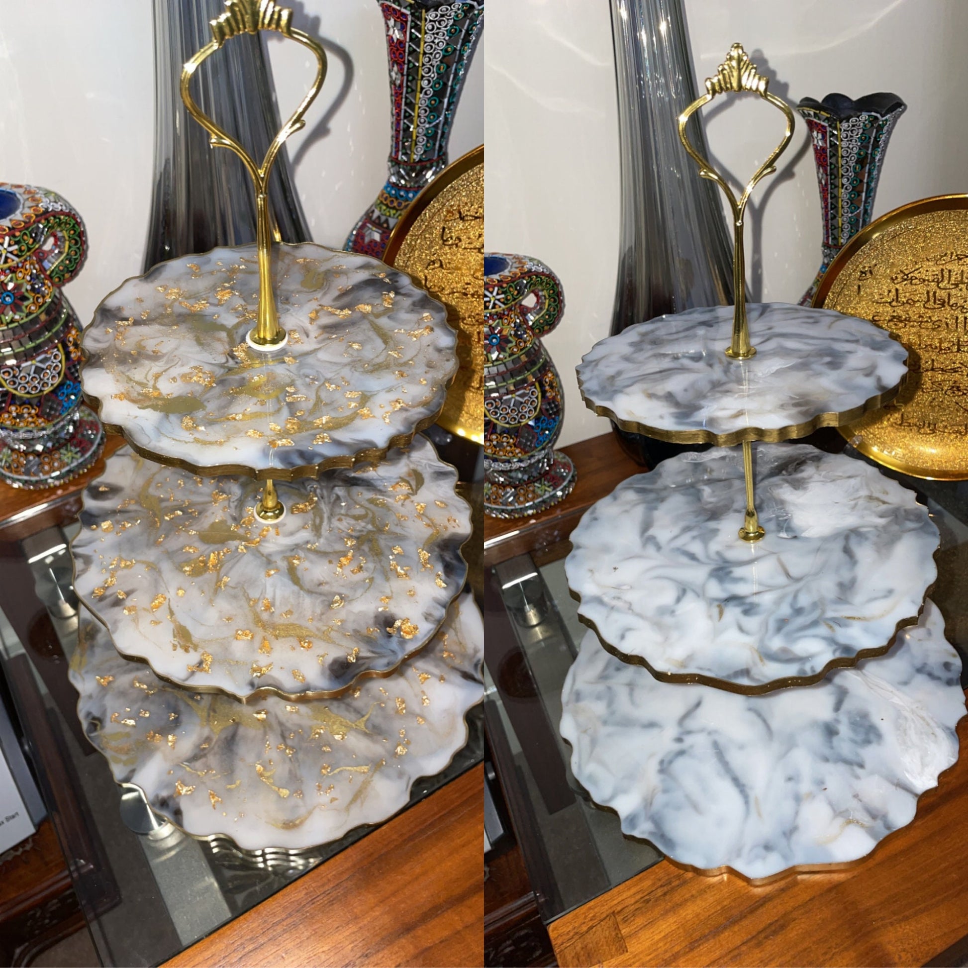 Resin Three Tier Cake Stands Buy AADIS Hand Made Tier Marble Look