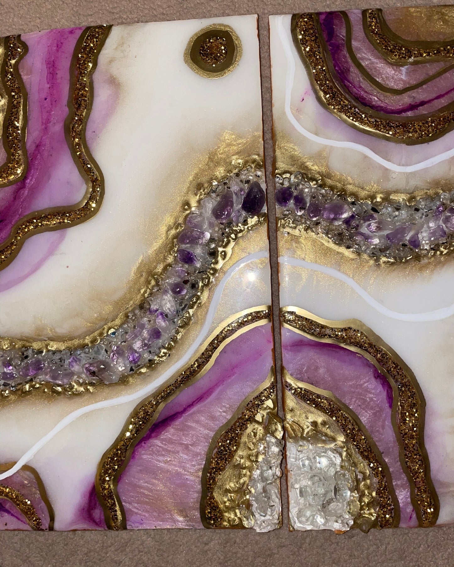 Amethyst Geode Inspired Resin Diptych Wall Art - Original - EpoxyCore - [shop_type] 