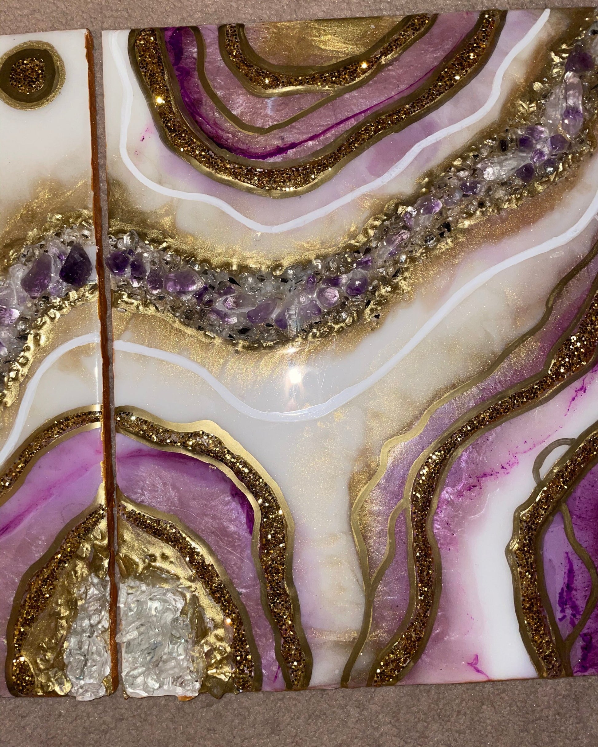 Amethyst Geode Inspired Resin Diptych Wall Art - Original - EpoxyCore - [shop_type] 