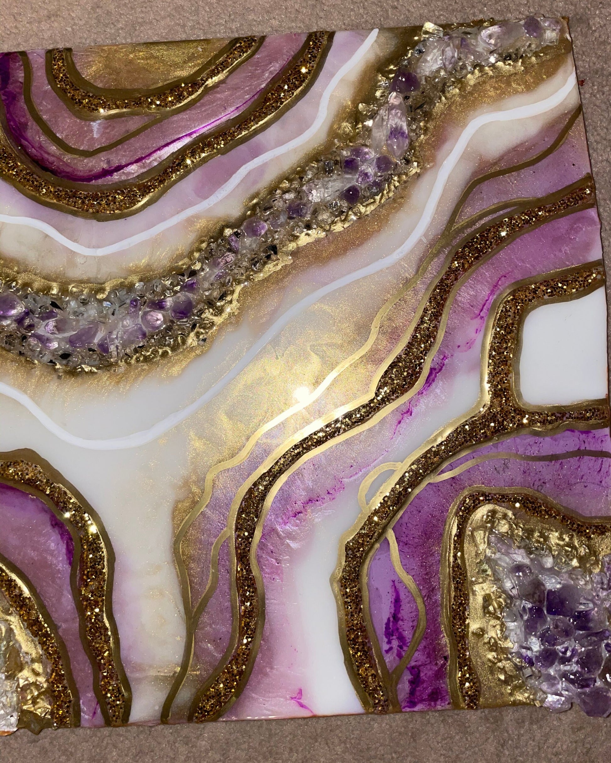 Amethyst Geode Inspired Resin Diptych Wall Art - Original - EpoxyCore - [shop_type] 