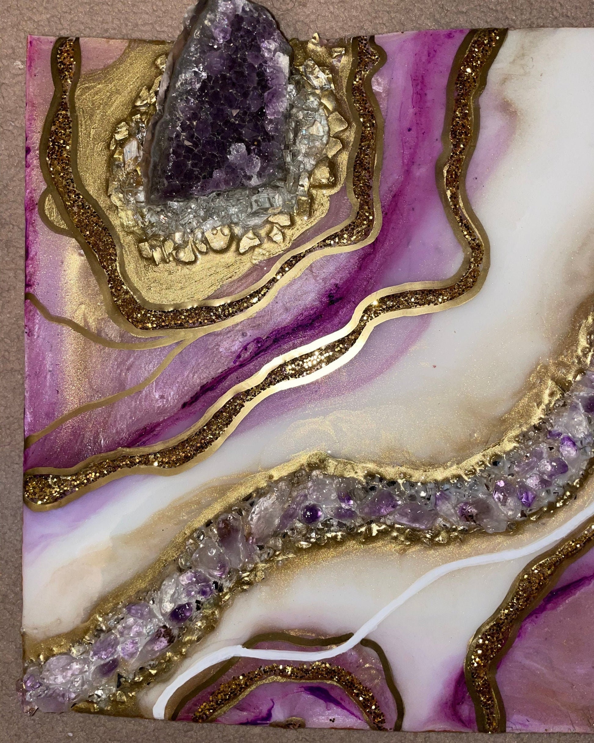 Amethyst Geode Inspired Resin Diptych Wall Art - Original - EpoxyCore - [shop_type] 