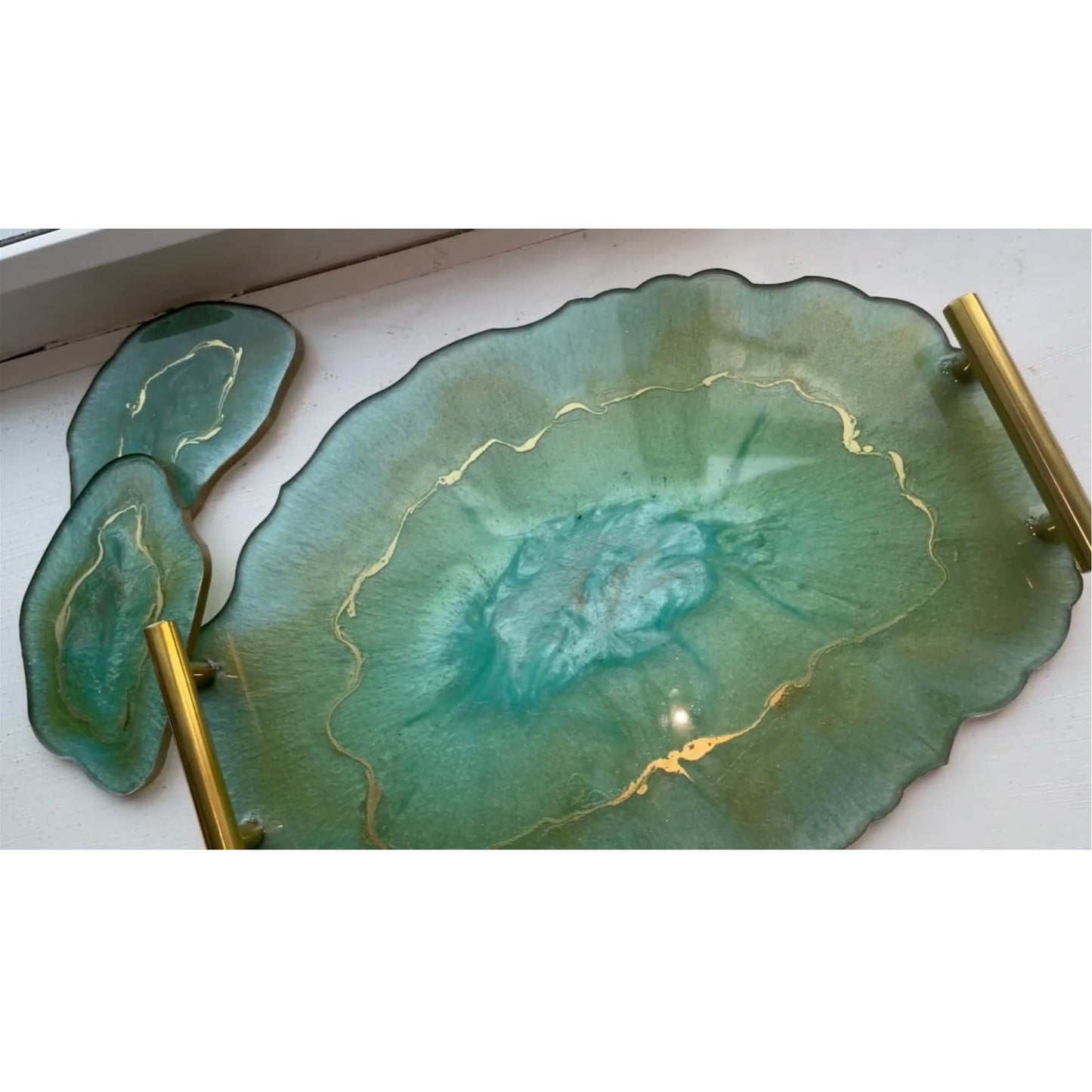 Oval Geode Resin Tray + Coasters - Custom - EpoxyCore - [shop_type] 