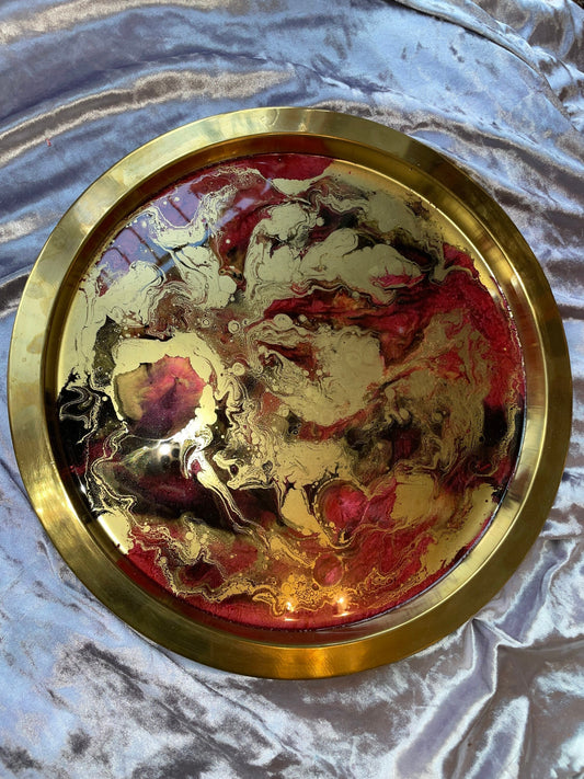 Gold Round Metal Resin Tray 38cm - Custom - EpoxyCore - [shop_type] 