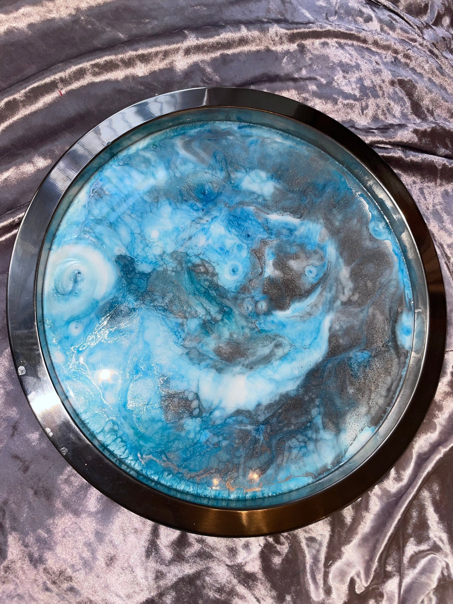 Silver Round Metal Resin Tray + Coasters - Custom - EpoxyCore - [shop_type] 