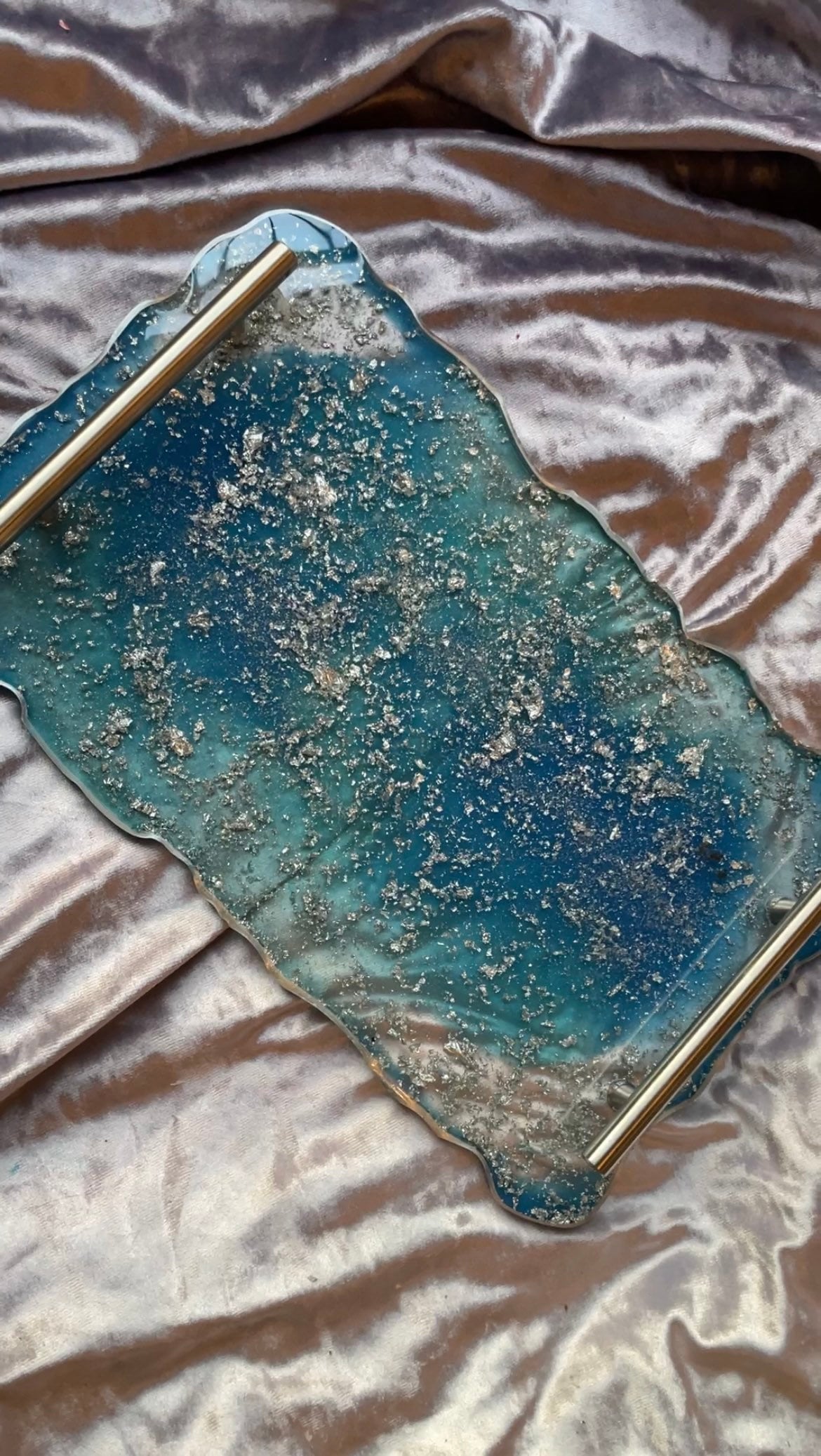 Blue and Silver Sparkles Large Rectangle Resin Tray - EpoxyCore - [shop_type] 