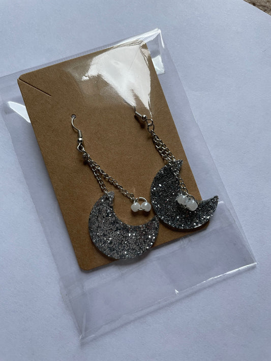 Moon Chain Dangle Resin Earrings - Custom - EpoxyCore - [shop_type] 