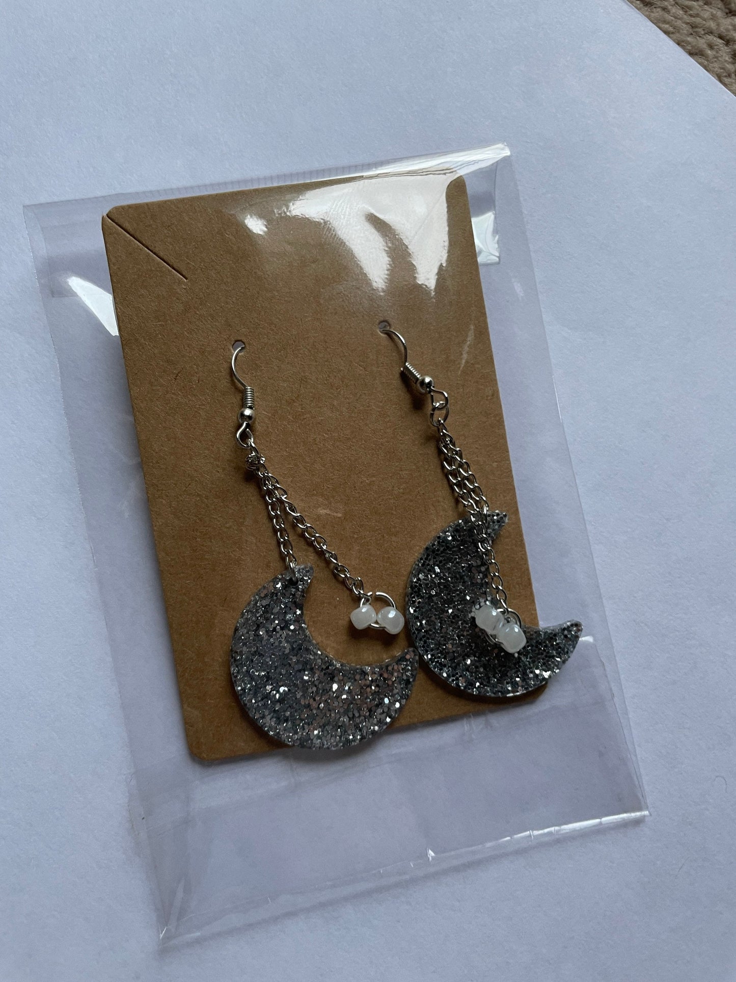 Moon Chain Dangle Resin Earrings - Custom - EpoxyCore - [shop_type] 