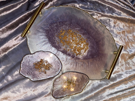 Oval Geode Resin Tray + Coasters - Custom - EpoxyCore - [shop_type] 