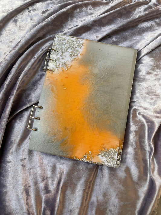 Orange and Silver A5 Refillable Resin Notebook - EpoxyCore - [shop_type] 