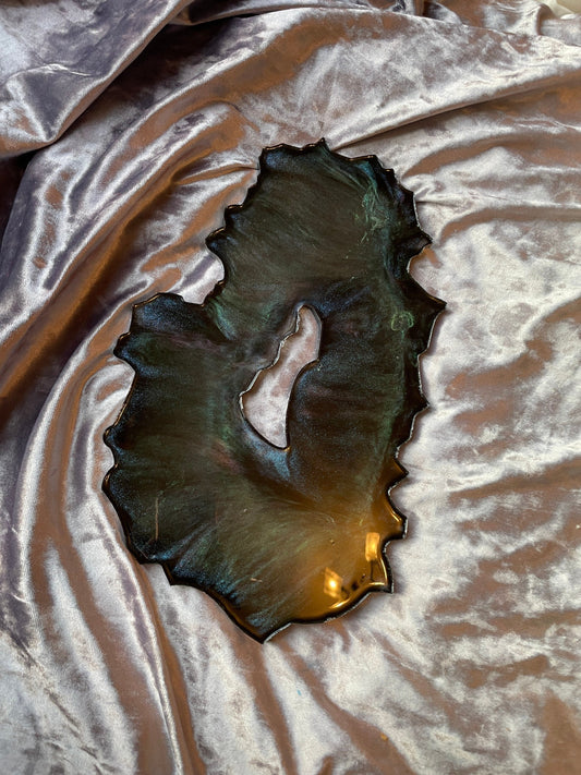 Iridescent Holographic Shades on Black Geode Resin Placemat - EpoxyCore - [shop_type] 
