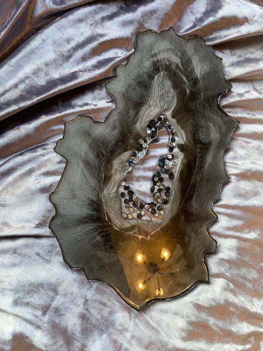 Black and Silver Sequined Geode Resin Placemat - EpoxyCore - [shop_type] 