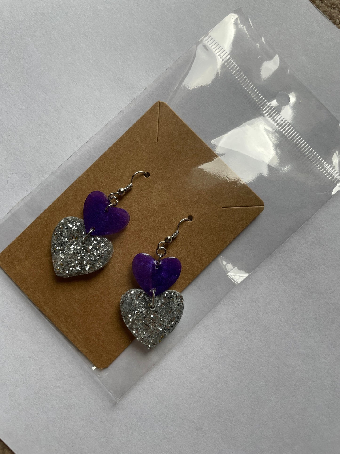 Heart Earrings Two-Tier Dangle Resin Earrings - Custom - EpoxyCore - [shop_type] 