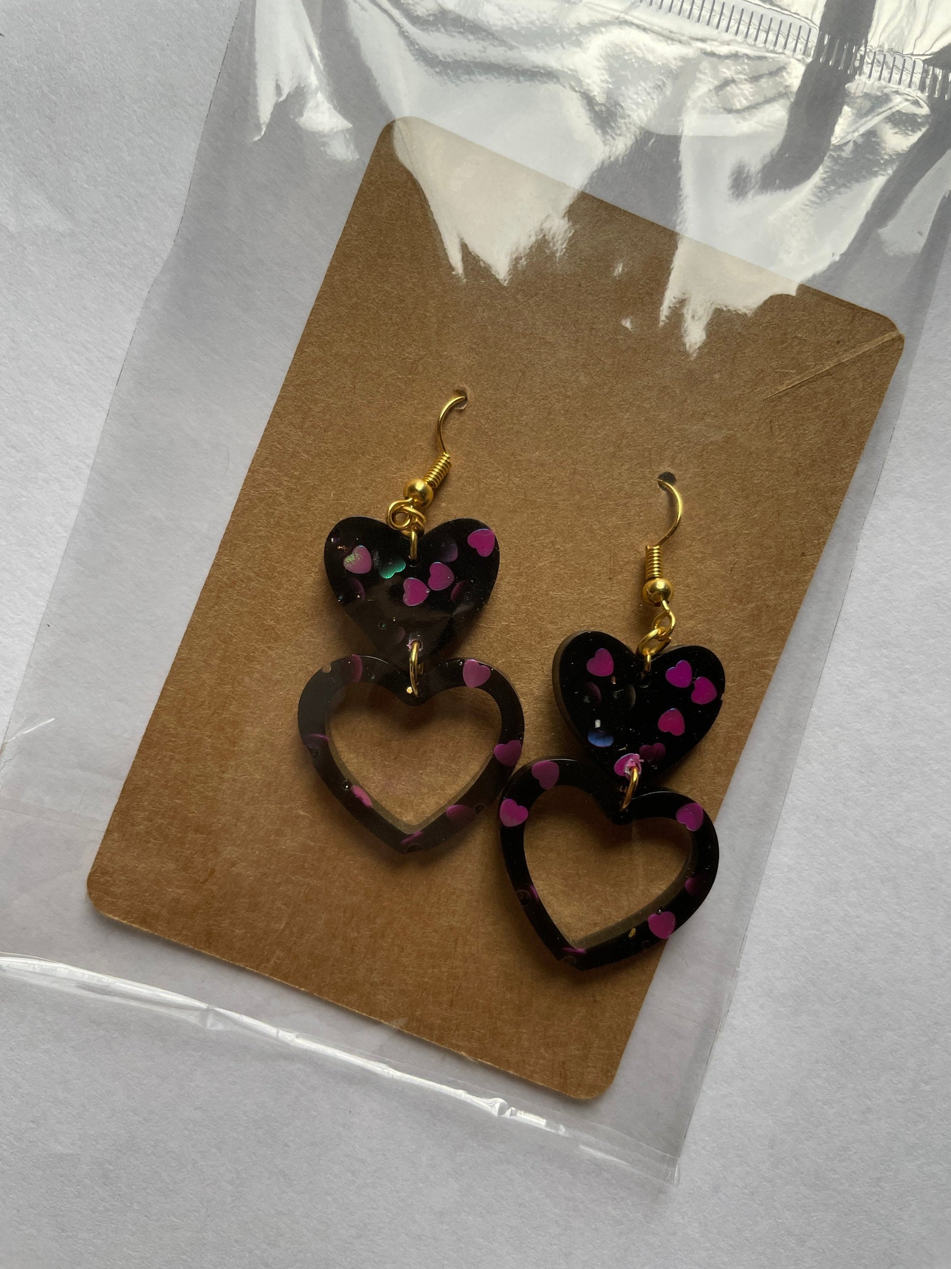 Heart Earrings Two-Tier Dangle Resin Earrings - Custom - EpoxyCore - [shop_type] 