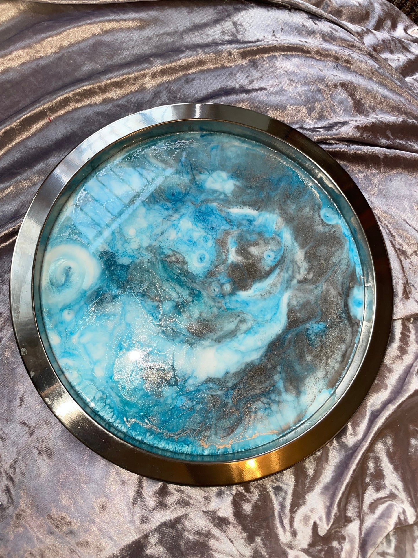 Silver Round Metal Resin Tray + Coasters - Custom - EpoxyCore - [shop_type] 