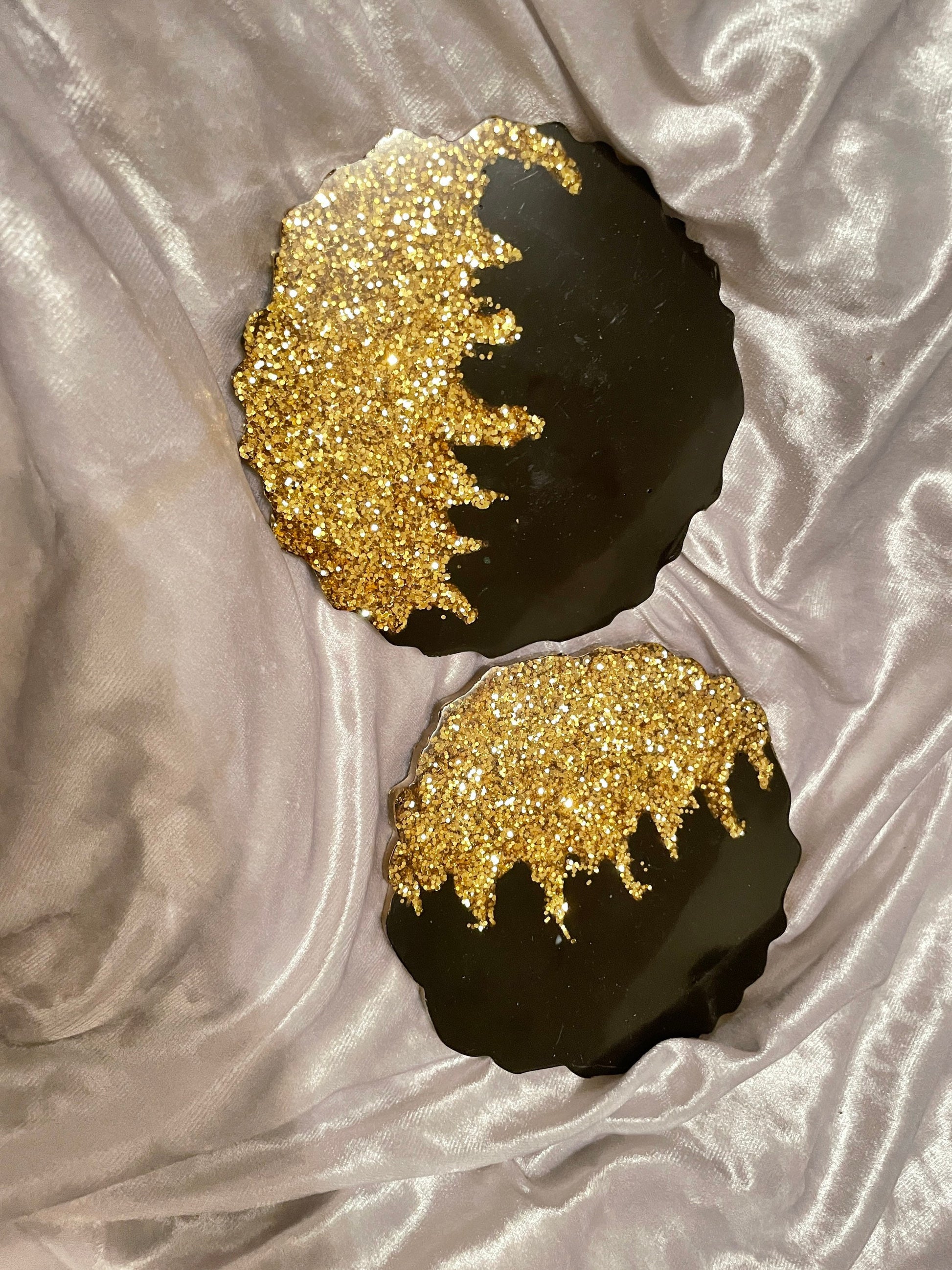 Black and Gold Glitter Coasters - Set of 2 - EpoxyCore - [shop_type] 