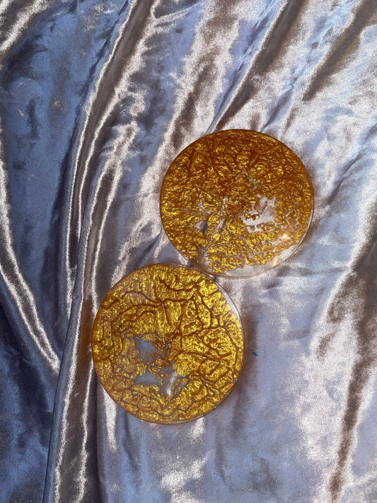 Gold and Clear Resin Coasters - Set of 2 - EpoxyCore - [shop_type] 