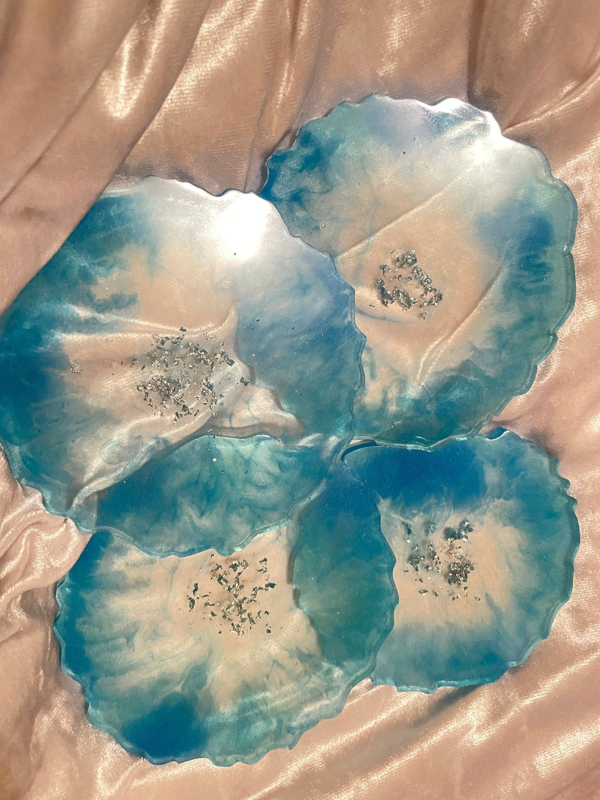 Blue, Clear and Silver Coasters - Set of 4 - EpoxyCore - [shop_type] 