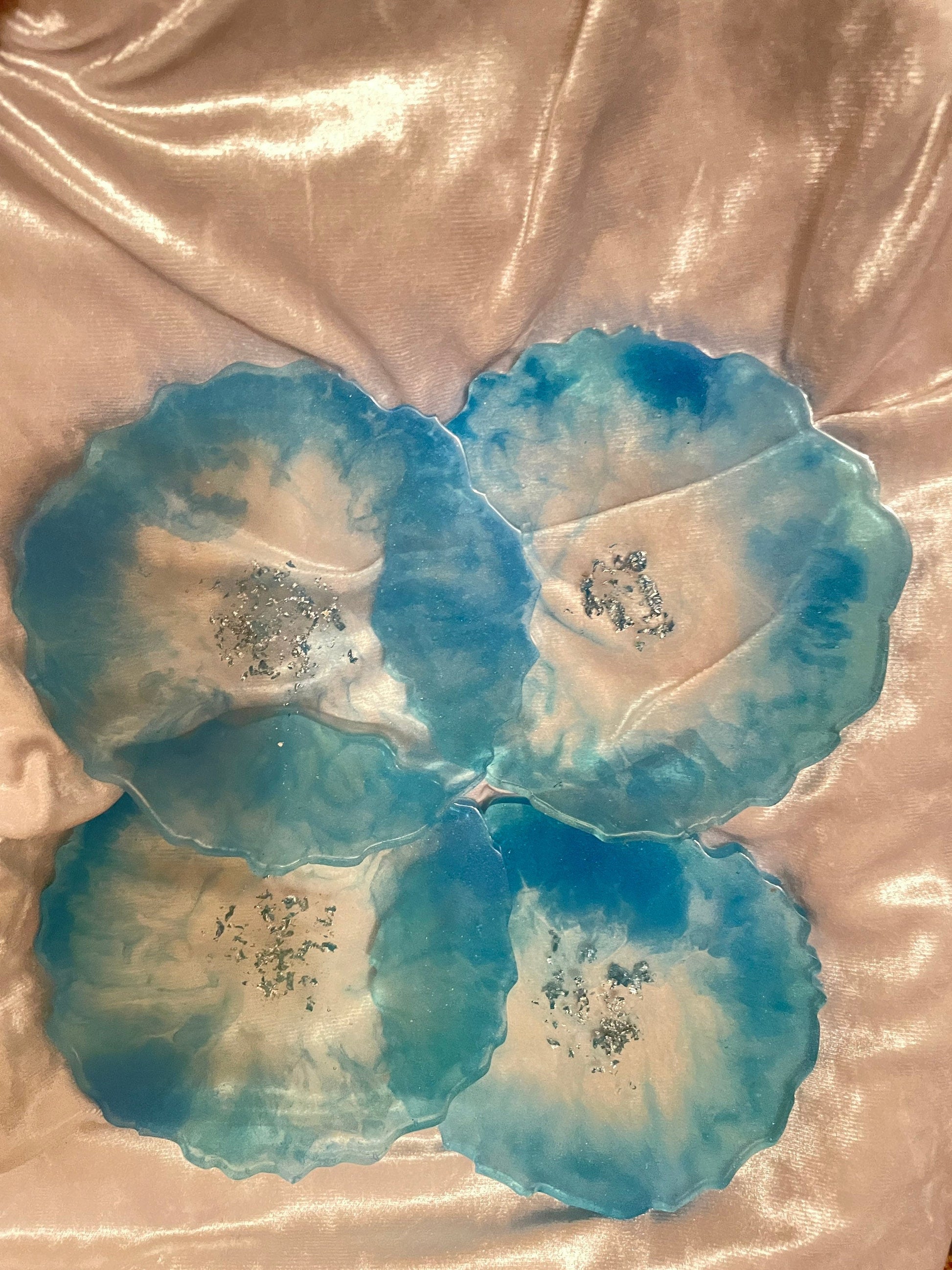 Blue, Clear and Silver Coasters - Set of 4 - EpoxyCore - [shop_type] 