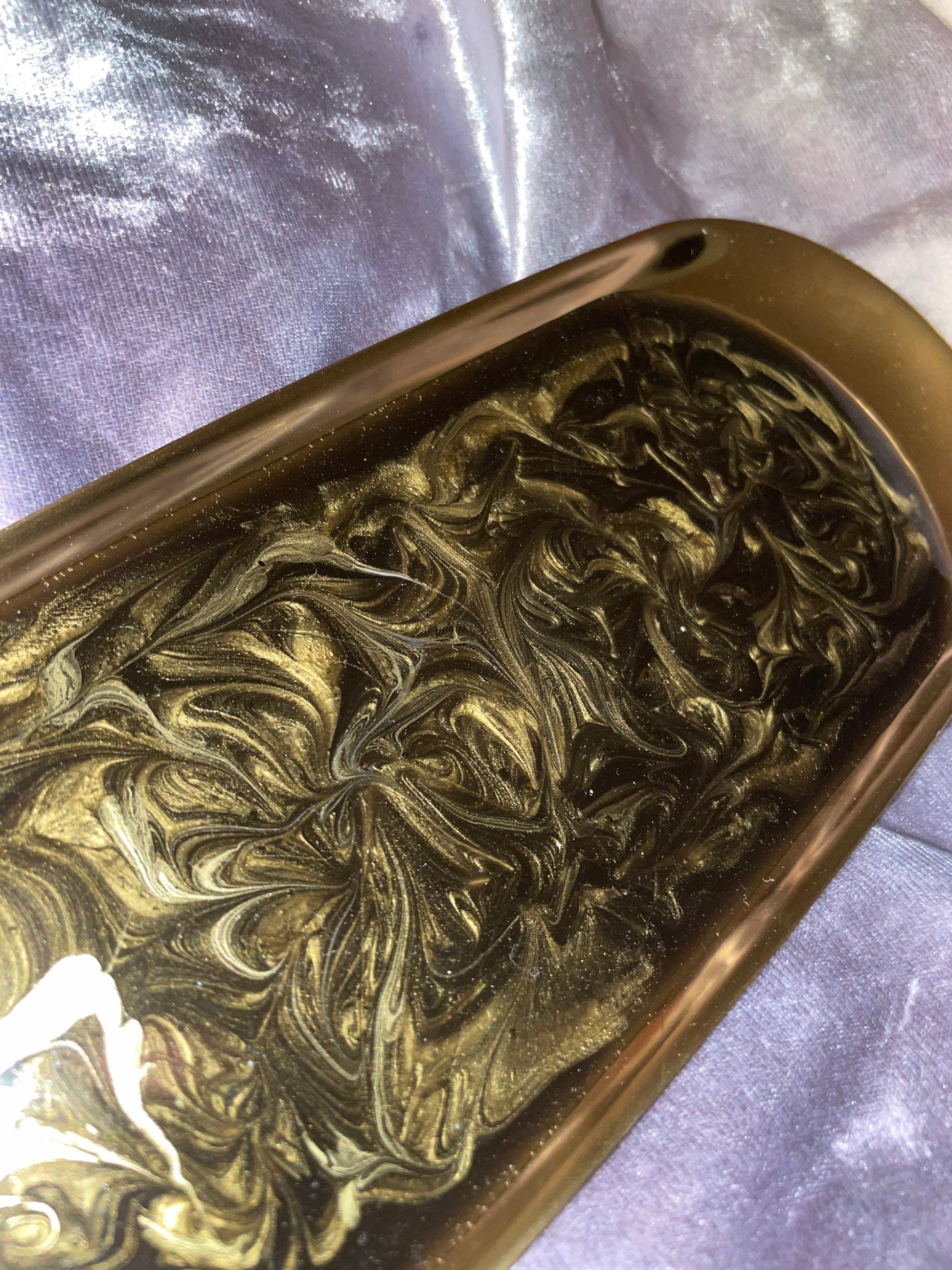 Oval Gold Metal Resin Trinket Tray - Custom - EpoxyCore - [shop_type] 