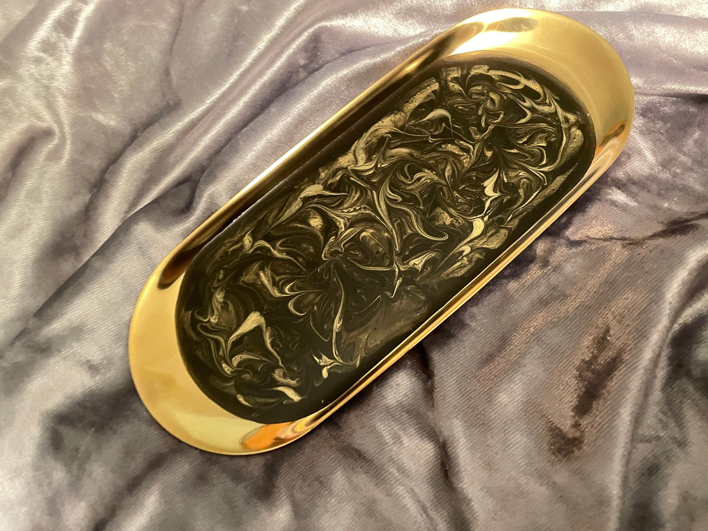 Oval Gold Metal Resin Trinket Tray - Custom - EpoxyCore - [shop_type] 