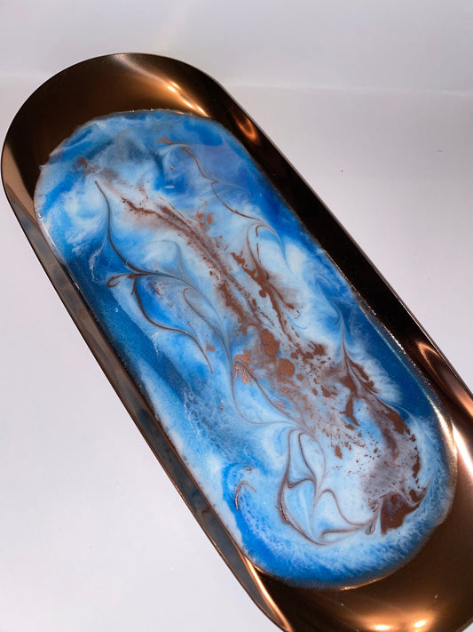 Oval Rose-Gold Metal Resin Trinket Tray - Custom - EpoxyCore - [shop_type] 