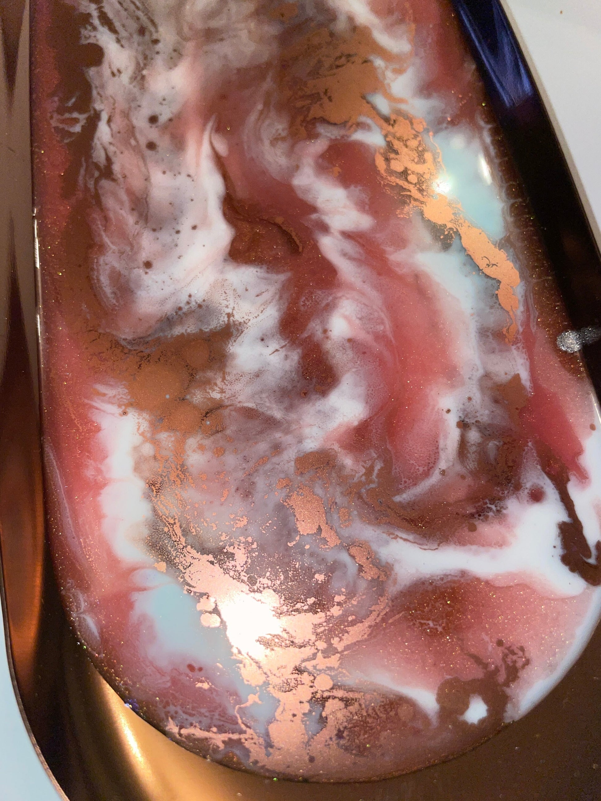 Oval Rose-Gold Metal Resin Trinket Tray - Custom - EpoxyCore - [shop_type] 