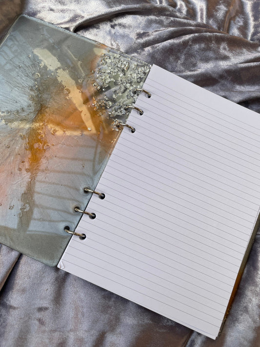 Orange and Silver A5 Refillable Resin Notebook - EpoxyCore - [shop_type] 