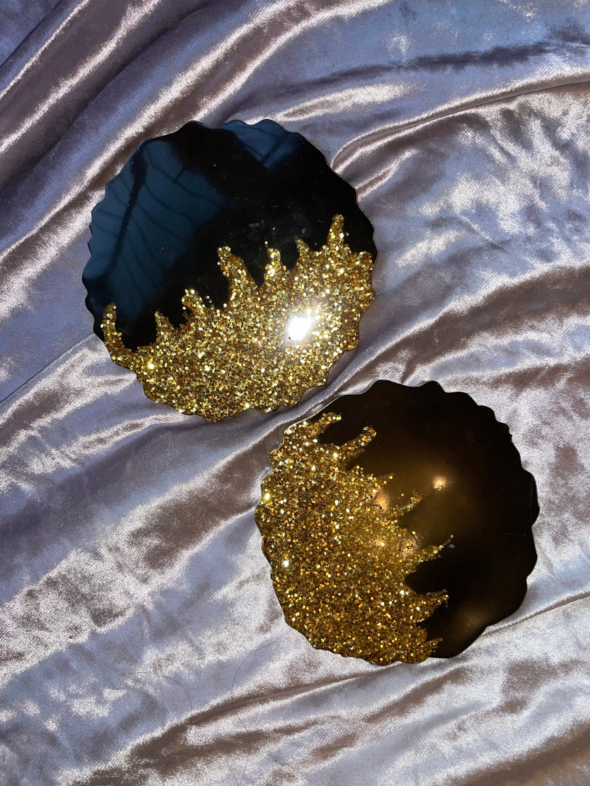 Black and Gold Glitter Coasters - Set of 2 - EpoxyCore - [shop_type] 