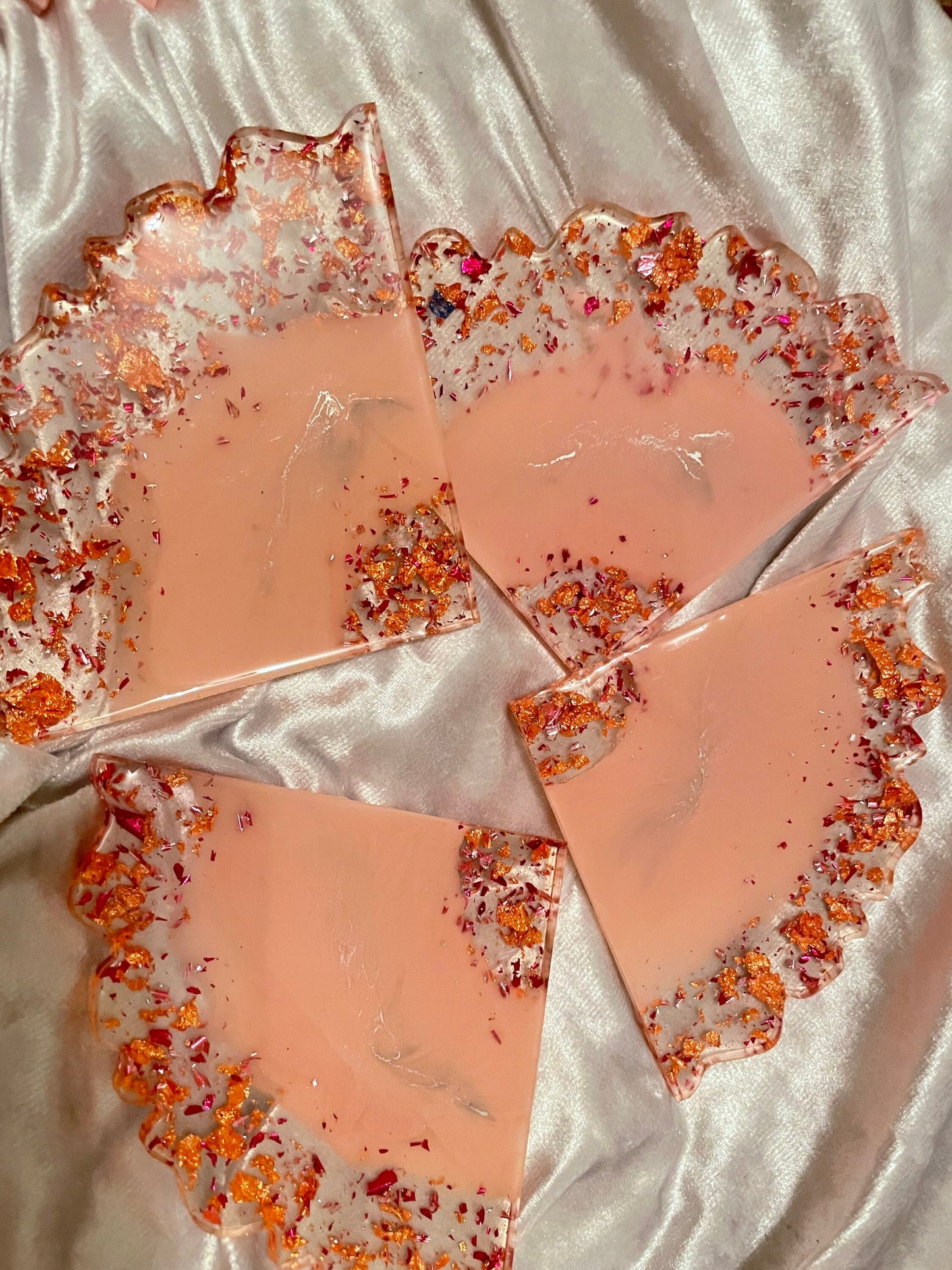 Pink and Clear Glam Coasters - Set of 4 - EpoxyCore - [shop_type] 