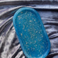 Blue and SIlver Flake Oval Resin Trinket Tray - EpoxyCore - [shop_type] 