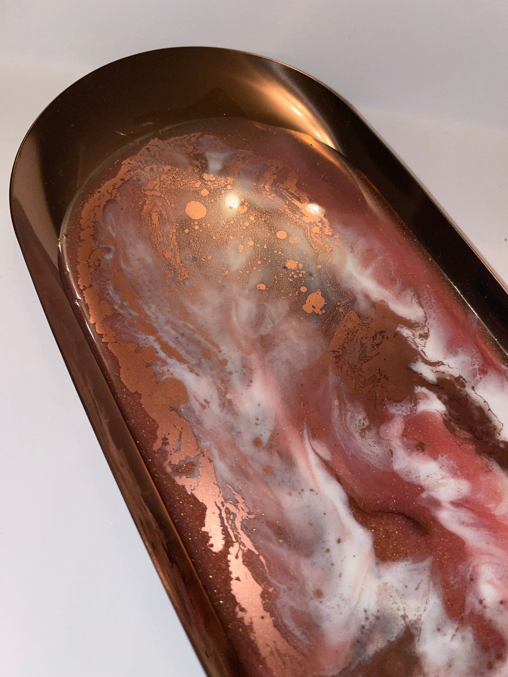 Oval Rose-Gold Metal Resin Trinket Tray - Custom - EpoxyCore - [shop_type] 