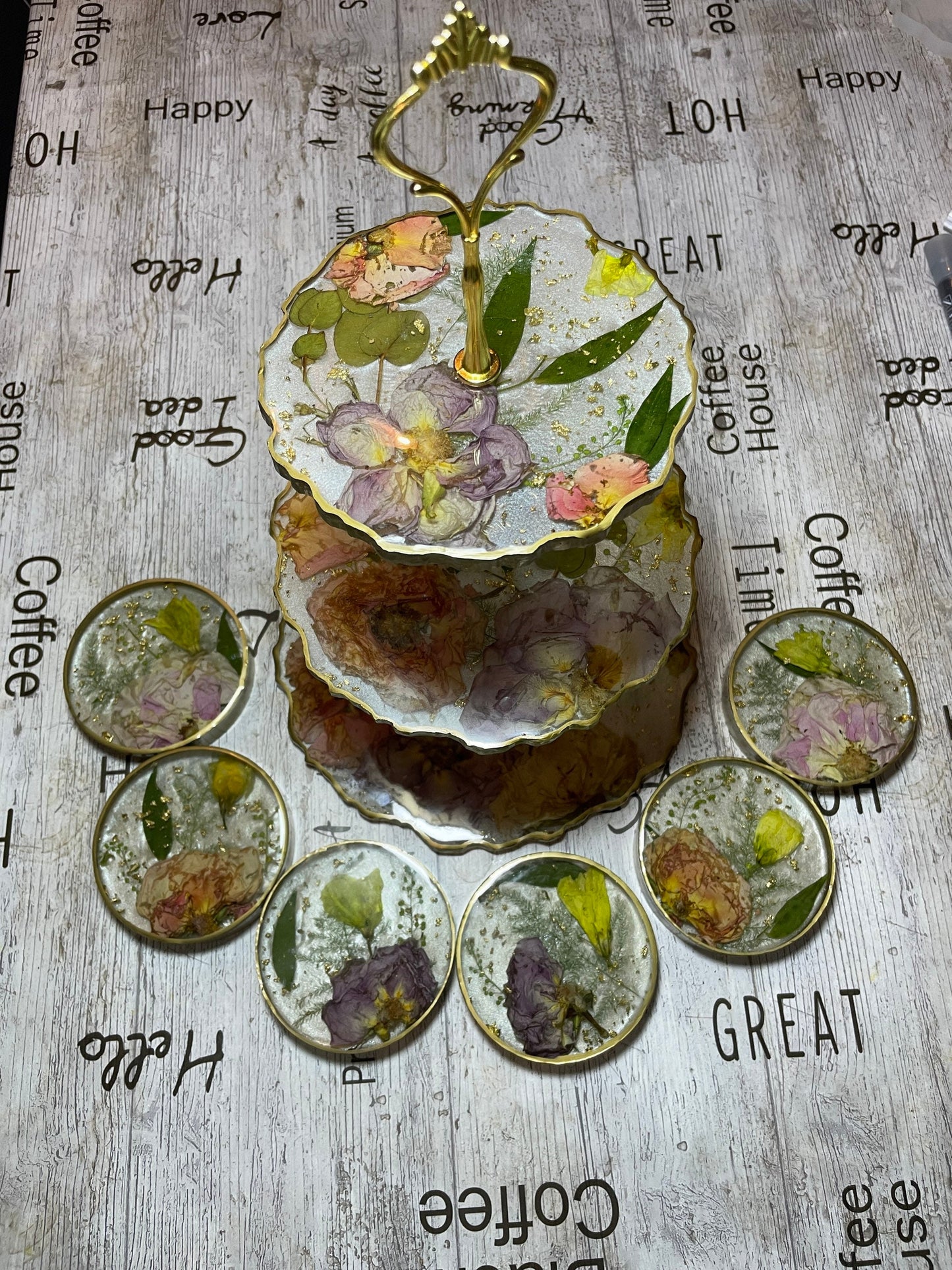 Three Tier Tray + Coasters - Custom - EpoxyCore - [shop_type] 