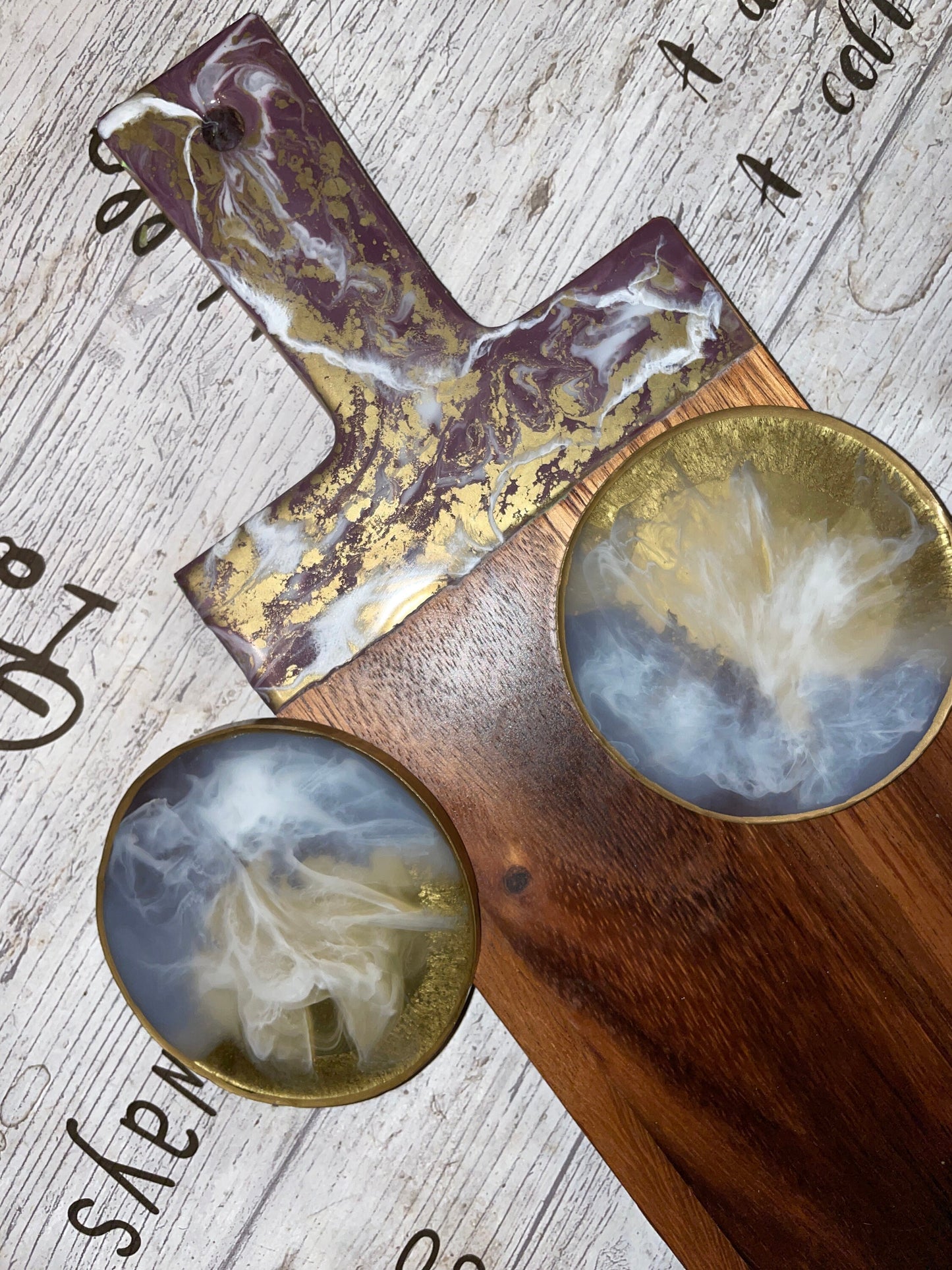 Acacia Resin Charcuterie Paddle Board and Resin Coaster Set - Custom - EpoxyCore - [shop_type] 