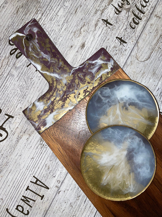 Acacia Resin Charcuterie Paddle Board and Resin Coaster Set - Custom - EpoxyCore - [shop_type] 