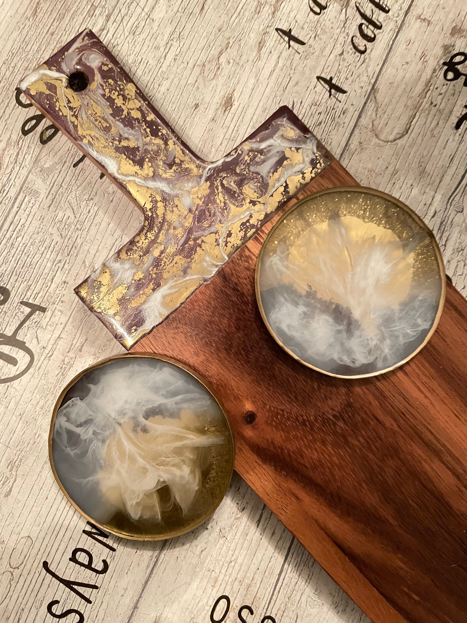 Acacia Resin Charcuterie Paddle Board and Resin Coaster Set - Custom - EpoxyCore - [shop_type] 